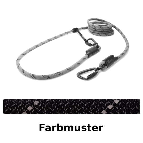 EASYLONG Hundeleine TWIST - L - 4m - schwarz mit reflektierenden silber Strichen